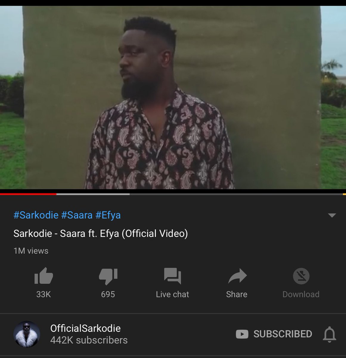 theghanaiantv's tweet photo. @sarkodie's #saara hits 1m views
#backlove #PartyAndBullshh
https://t.co/bTUAt2DGlb https://t.co/c6ymj3Ns8h