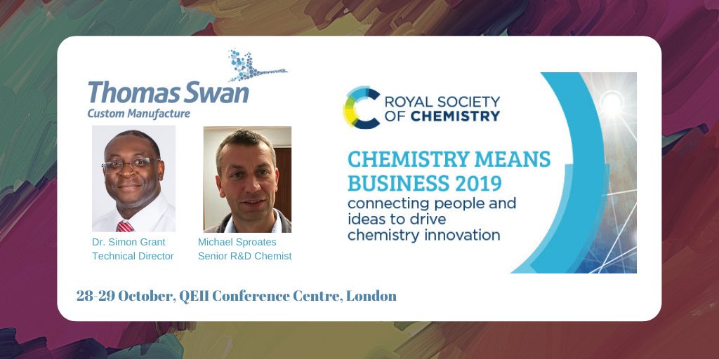 ThomasSwanChem's tweet photo. @ThomasSwanChem will be at @RoySocChem #chemistrymeansbusiness next week. Come and see how we can help with your #custommanufacture needs. #catalysis #agrochemicals #polymerisation #effectchemicals #polymermodification https://t.co/J2wZ21J513 https://t.co/quQ6L4E7j7