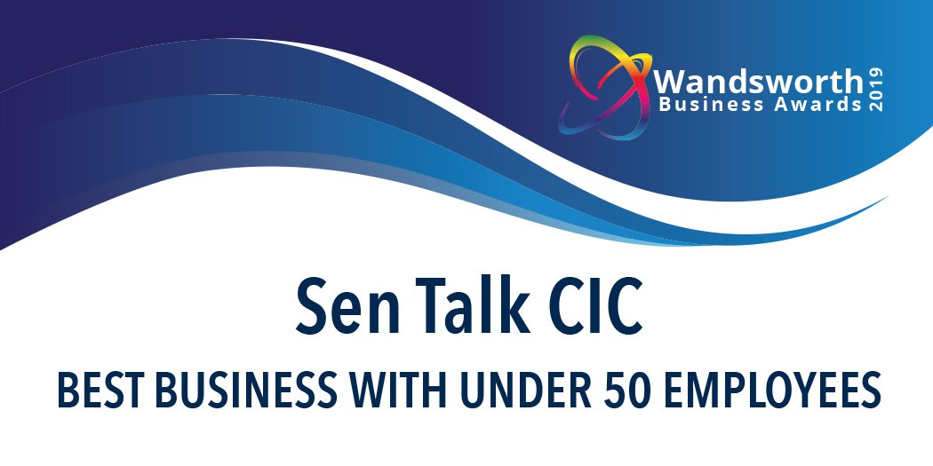 Congratulationss to Sen Talk CIC for winning the Best Business with under 50 Employees category! #winner #wandsworth #award <a href="/WandsChamber/">Wandsworth Chamber</a> #smallbusiness #trophy
