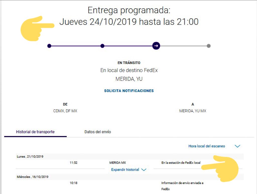VastyCV's tweet photo. @fedexteayuda Burocracia nivel: Mi envío ya llegó a Mérida y no puedo ir a buscarlo a sus oficinas porque programaron la fecha de entrega hasta el jueves. 😡 https://t.co/IaMXOA2ELs