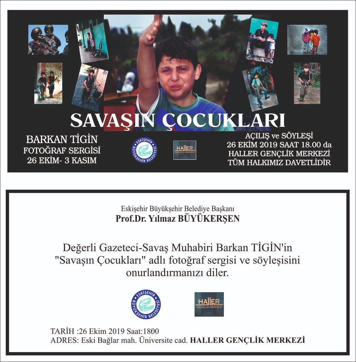 "Savaşın Çocukları" adlı fotoğraf sergim ve söyleşimde buluşalım.