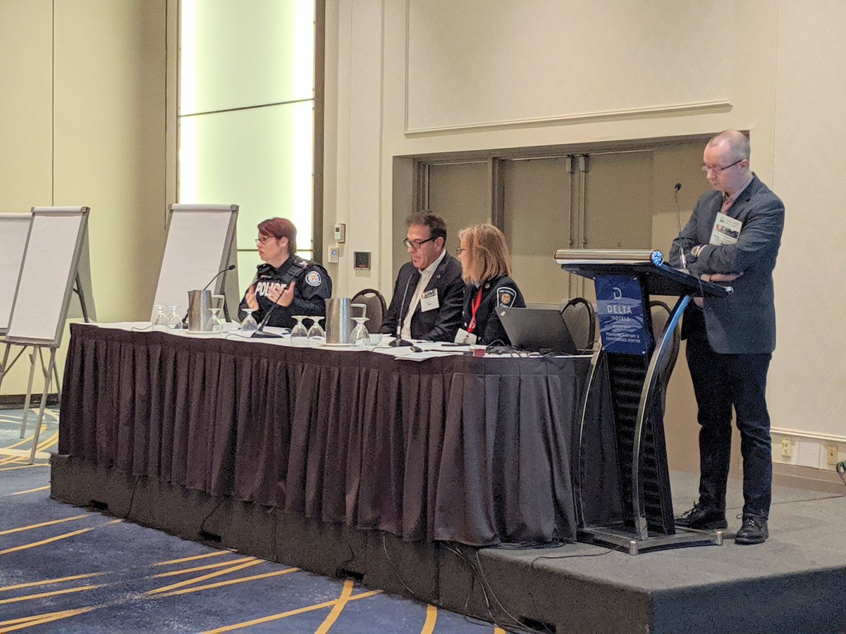 Enjoying the Monitoring Station Symposium's AHJ’s Panel Discussion: 'One on One with First Responders' with MC: Neil Sutton from SP&T News @SecurityEd and Panelists: Sgt Wendy Drummond @DrummondTPS, Frank Pietrobono @RSPNDR_ and Gwen Lewis @ADCLewis.