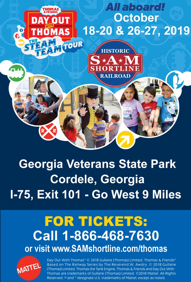 SAMShortline's tweet image. LAST WEEKEND! @SAMShortline
#DayOutWithThomas at GA Veterans State Park this weekend! @MKPeachtreeCity @atlantamoms @MacKidTalahasee @MuscogeeMoms @AtlantaParent
Tix- ow.ly/UKnL50jtCJv