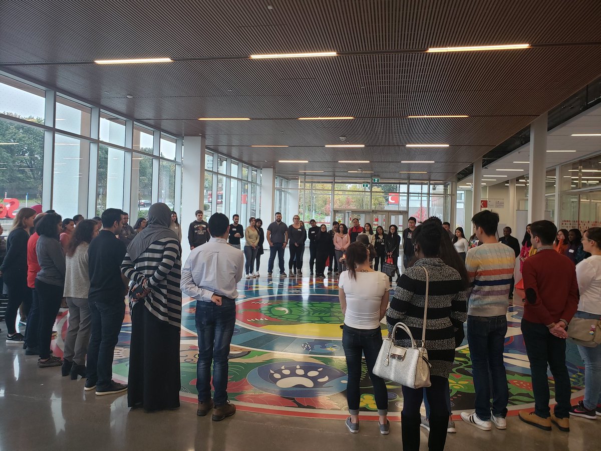 sy_slc's tweet photo. @seneca1stpeeps Elder Blu blessing the start of the @SenecaCollege @SenecaLife #sli19 around the "Circle of Indigenous Knowledge" medallion..fitting for a day of learning, embracing differences and knowledge sharing! #senecaproud https://t.co/SI3kS3lgK8