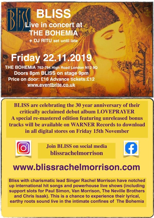 BlissMorrison's tweet photo. Bliss Live in concert at The Bohemia https://t.co/JyVYQIntVJ