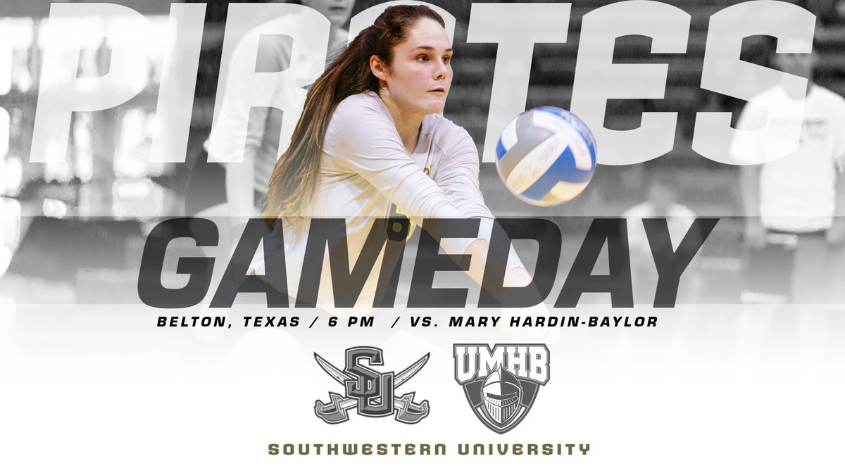 #GAMEDAY | <a href="/SUPiratesVB/">Southwestern VB</a>
🆚 <a href="/CruSports/">UMHB Crusaders</a> 
⏰ 6:00 PM
📍 Belton, Texas
📺📊portal.stretchinternet.com/umhb/