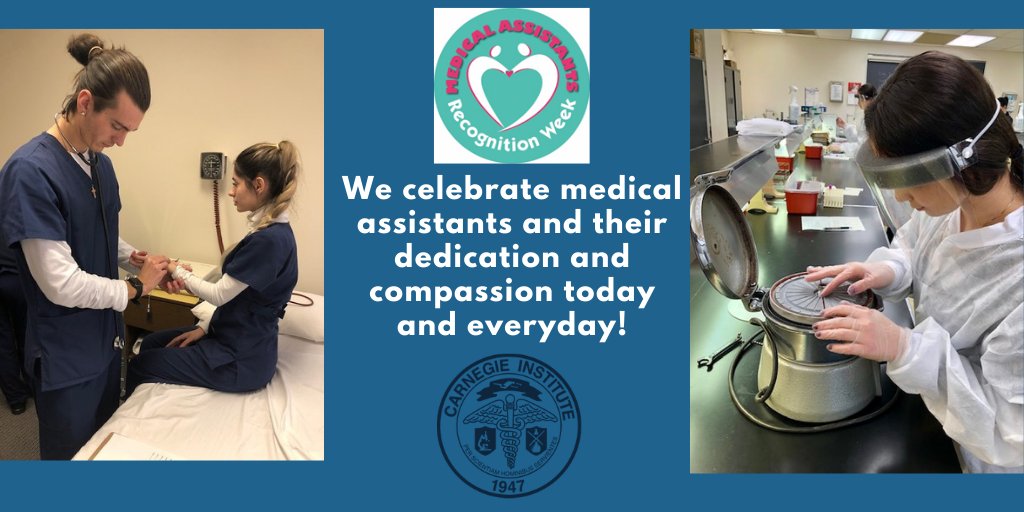 CarnegieInst's tweet photo. We are so proud to recognize all of our students and alumni not only this week, but everyday. Thank you for all that you do for the health care community! #MARWeek #CMA #AAMA #CertifiedMedicalAssistant #Recognition #MedicalAssistants #Thankyou #CarnegieInstitute #AlliedHealth https://t.co/tzx5esix3a