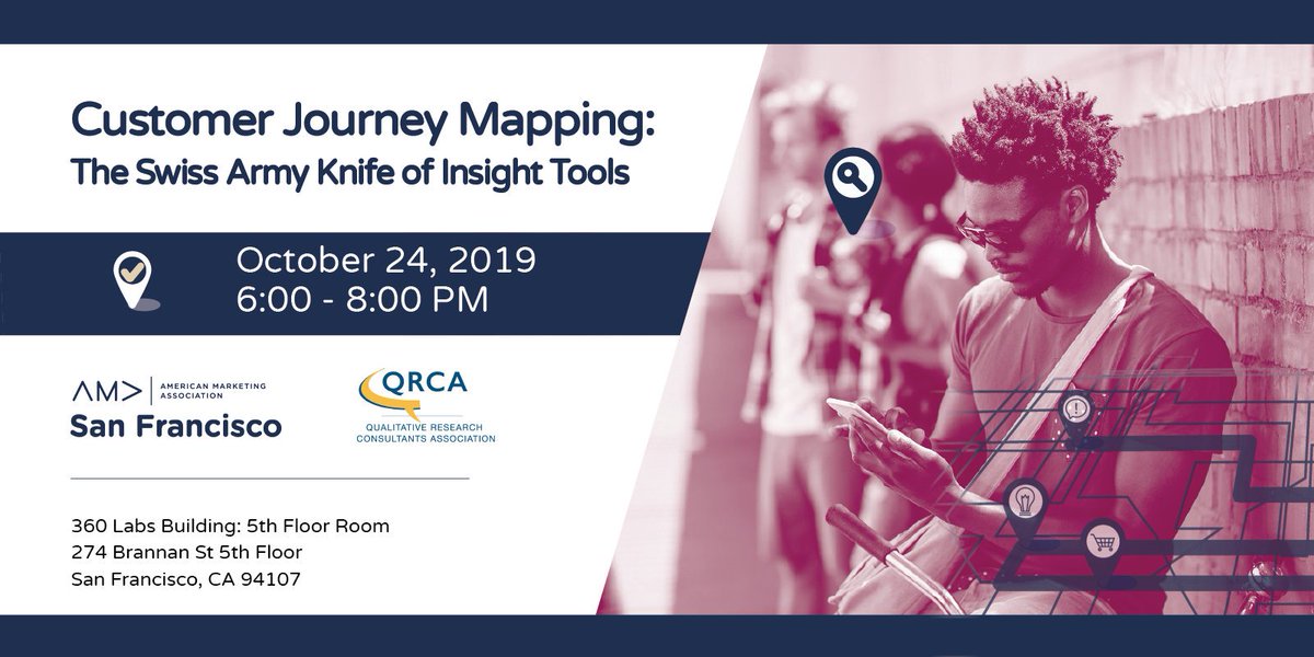 AMASanFrancisco's tweet photo. 3 days left till the #CustomerJourneyMapping event. Co-hosting with @qrca. Learn to utilize this #insighttool that captures the full #customerexperience. Special thanks to our partners. @_CrawfordGroup @360LabSF. Register today: https://t.co/a6YqkkqXLb
#AMASF #QRCA #marketing https://t.co/8vFWr3oUUW