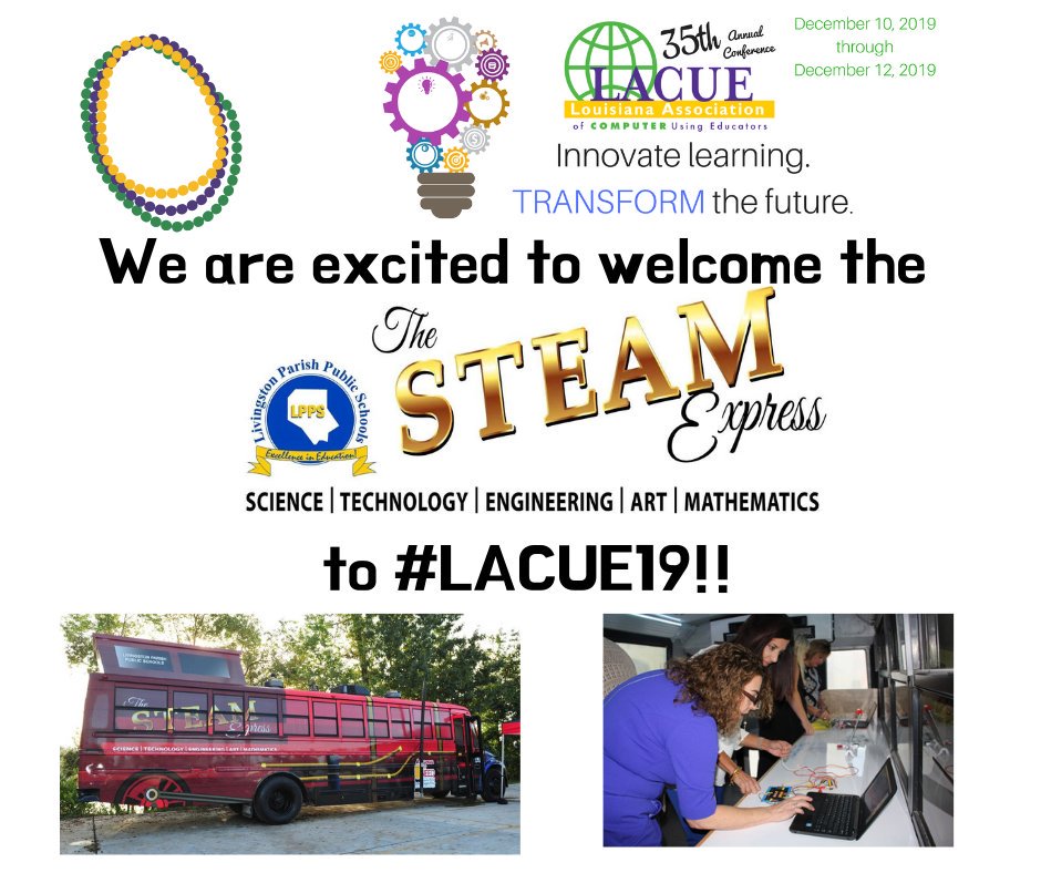 Don't miss this Steam Express at #LACUE19!!  It will be right outside the Exhibit Hall throughout the conference!  <a href="/Livingston_PPS/">LivingstonPPS</a> <a href="/cwilliams59/">Carlos Williams</a> <a href="/tech_parish/">Livingston Parish Tech Department</a>