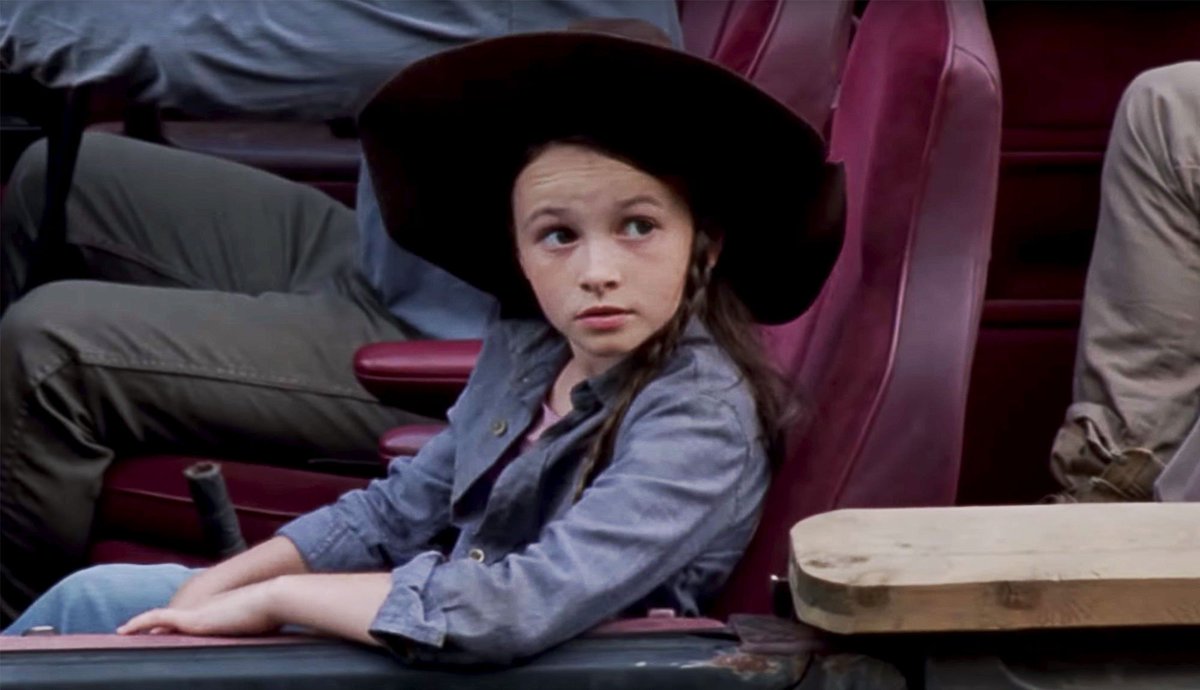 TheWalkingDead's tweet photo. Judith drops some cold hard facts about the Whisperers in this full scene from Sunday's new #WalkingDead: https://t.co/tCQqZf7DXv https://t.co/wOl7TwuzJF