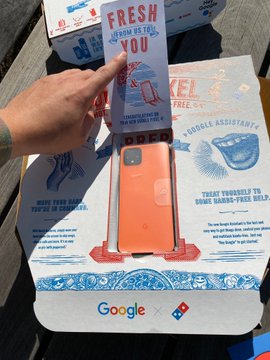 Google Pixel 4 in Dominos Box