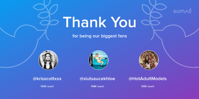 Our biggest fans this week: krisscottxxx, slutsaucekhloe, HotAdultModels. Thank you! via https://t.co/TgunTduqCU