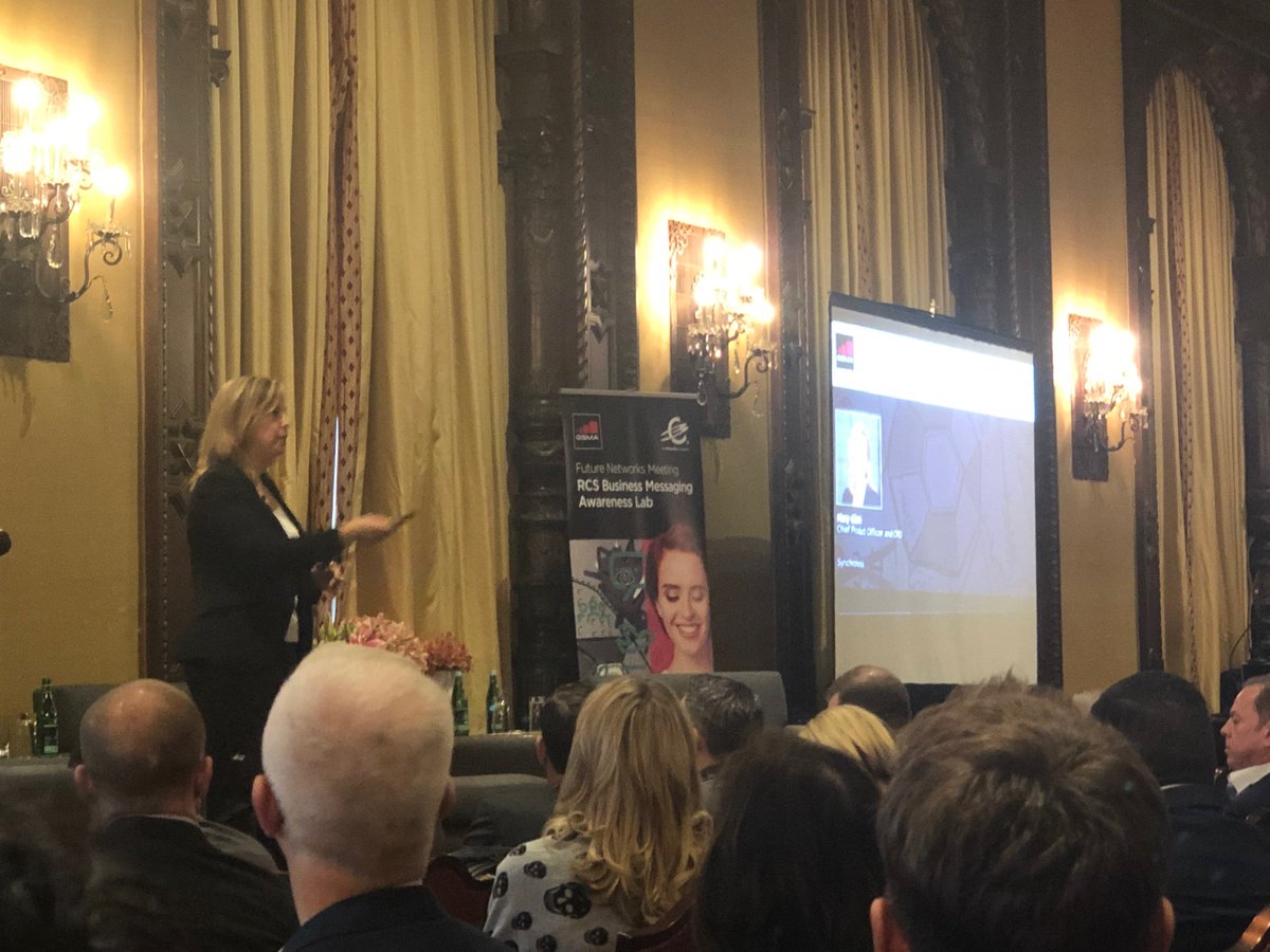 Synchronoss's tweet photo. Photos of @ClarkMaryP speaking at the #RCS Business Messaging Awareness Lab here at #MWCLA yesterday. #AdvancedMessaging https://t.co/HNh2qP49lu