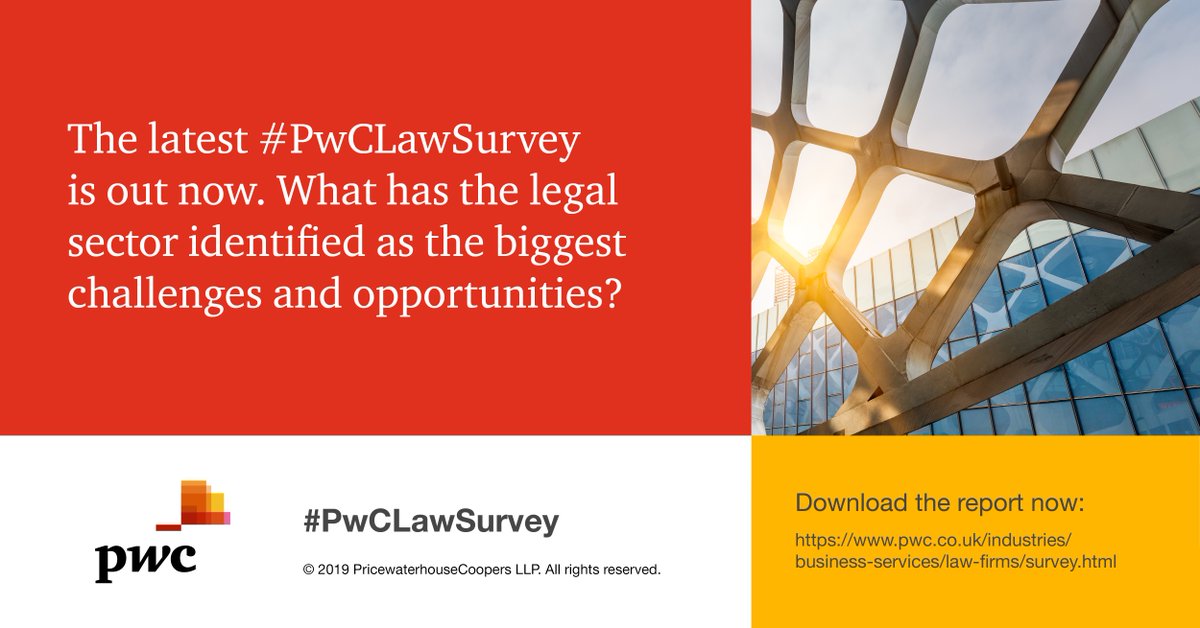 AlexanderJHale's tweet photo. Did you know that the top 10 law firms in our latest research identified #tech as the key challenge to growth in next 2-3 years? Find out more in our latest #PwCLawSurvey https://t.co/DiU1Yjir47 https://t.co/3HwqRCW2zE