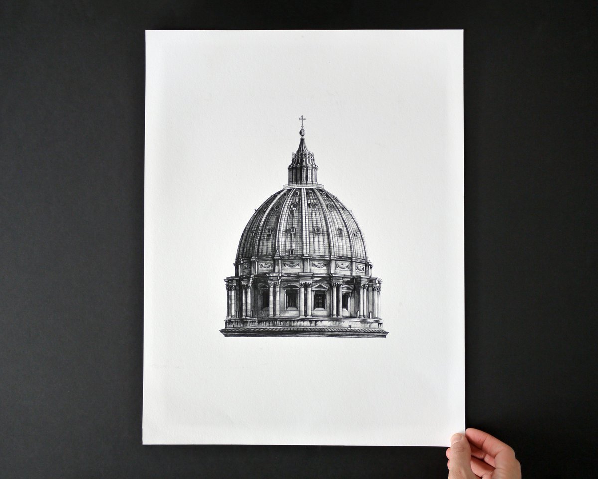 'St Peter’s Basilica' by pencil artist <a href="/MintySainsbury/">Minty Sainsbury</a>

Printed on <a href="/Hahnemuehle_UK/">Hahnemühle UK</a> Photorag

#architect #architecturesketch #travel #pencildrawing #drawing #sketch #architecture #monochrome #blackandwhite #rome #italy #giclee #print #hahnemühle #photorag #fineartprints #point101