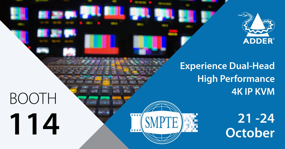 Adder's tweet photo. Have you been waiting for the right #4K #KVM solution? Learn how to #T4KECTRL on Booth 114 at @smpteconnect . Find out more https://t.co/yxMMpkkCR8 #SMPTE19 https://t.co/qSM4YnWHZY