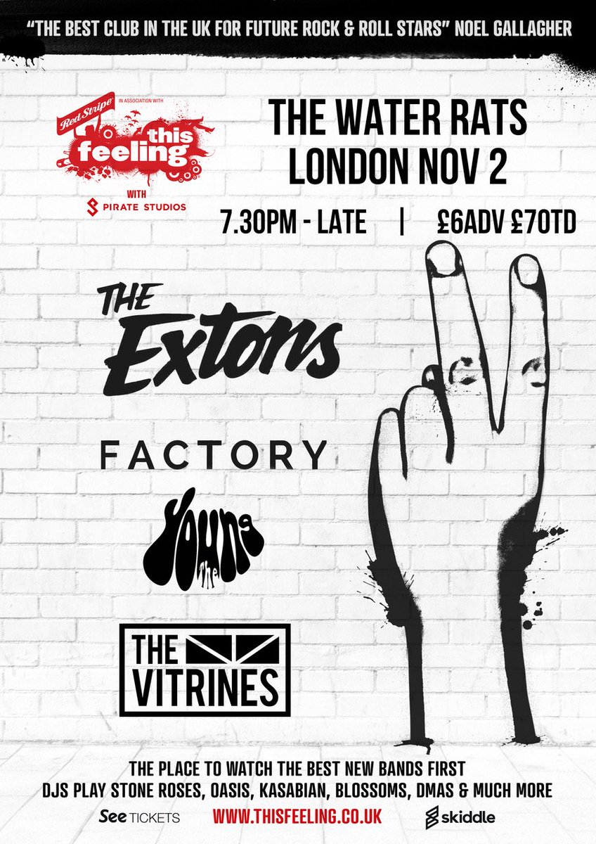 UPDATED ⚡ 

<a href="/This_Feeling/">This Feeling</a> have added <a href="/TheVitrines/">The Vitrines</a> to the already mega line up, gonna be a blinder this one at <a href="/Water_Rats/">The Water Rats</a> 🙌🏻

#ForzaFactory