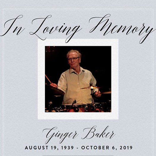 abassonedrum's tweet photo. A private funeral will take place tomorrow in Kent and that a concert to celebrate the Life of Ginger Baker will take place sometime in 2020 and to stay tuned...#GingerBakerRIP https://t.co/tNGliIiw1M