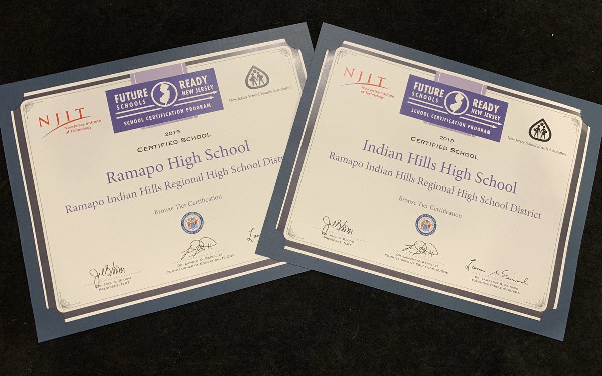 Congrats to RHS and IHHS for earning the #FutureReadyNJ Bronze Certification! #NJSBAworkshop19 #BeBrave #PoPride #RIHPD <a href="/IHHSPrincipalNJ/">Gregory Vacca</a> <a href="/RHSPrincipalNJ/">Travis Smith</a> <a href="/Namaraledu/">Nicholas Amaral</a> <a href="/beverly_mackay/">Beverly mackay</a>