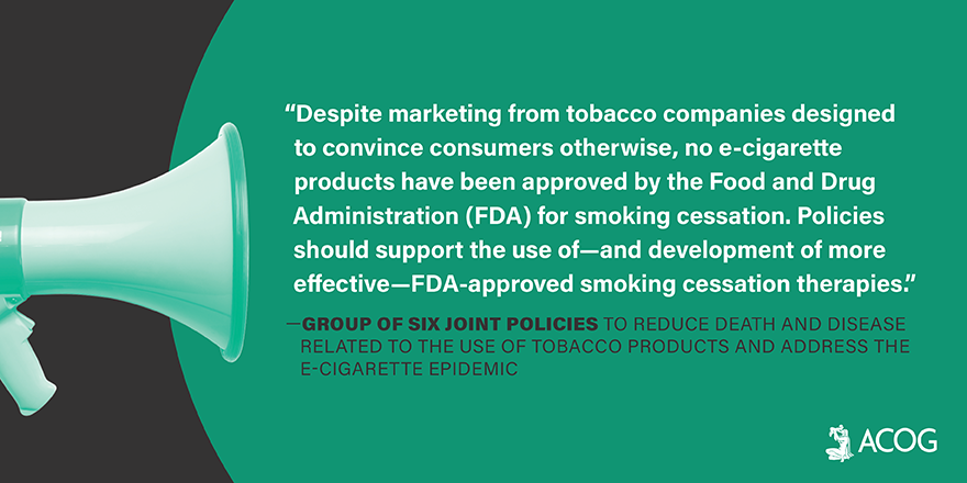 ACOGAction's tweet image. #AmericasDocs @ACOG @aafp @AmerAcadPeds @ACPinternists @AOAforDOs @APAPsychiatric have adopted policies to reduce death &amp;amp; disease related to the use of tobacco products &amp;amp; to address the e-cigarette epidemic. Read the joint principles: bit.ly/35TSA8I #Groupof6