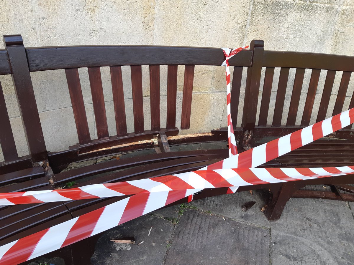 Sadly, for the fourth time in two years, one of the benches outside our entrance has been vandalised.

The two benches were presented to the people of Bristol by Post Office workers in memory of their colleagues who died in World War II. The benches are therefore, war memorials.