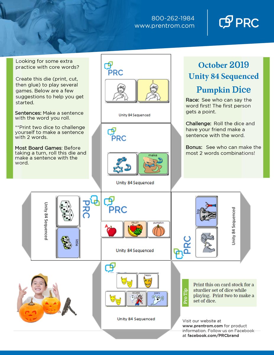 PRCSaltillo's tweet photo. Looking for some extra practice with #CoreWords?
Create this die 🎲 (print, cut, then glue) to play several games. Below are a few suggestions to help you get started. #Pumkin #AAC #OctoberActivity #PRC https://t.co/Kn2Zo3qNLo