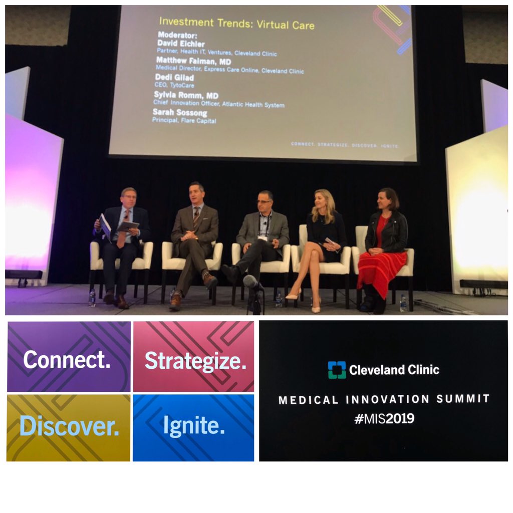 Access. Anywhere. Anytime. Patients need it. The healthcare ecosystem must deliver it. Great conversation on virtual care adoption and investment trends <a href="/CCInnovations/">CCInnovations</a> #MIS2019 with <a href="/sylvia_romm/">Sylvia Romm, MD, MPH (she/her)</a>, <a href="/MattFaiman/">Matthew Faiman</a>, Dedi Gilad CEO <a href="/TytoCare/">TytoCare</a>, David Eichler VC Partner <a href="/ClevelandClinic/">Cleveland Clinic</a>