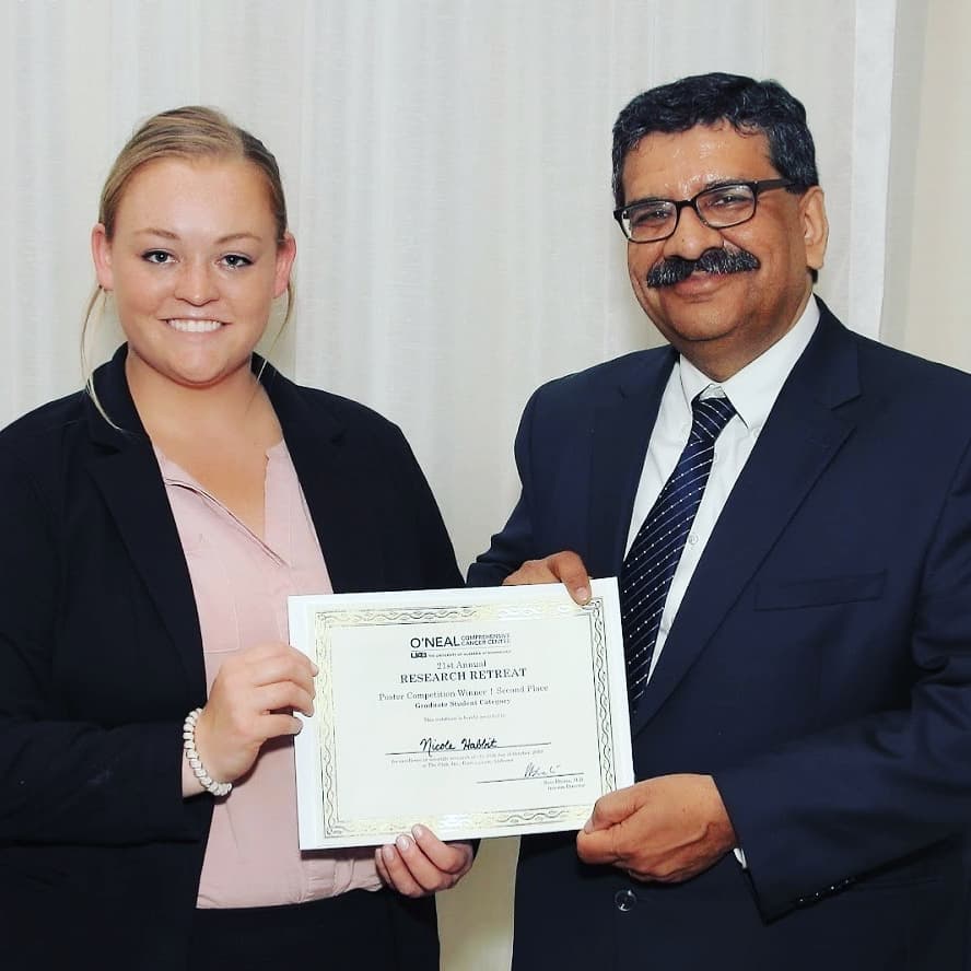 LipkeLab's tweet image. Congratulations to Lipke Lab cancer researcher, Nicole Habbit, for winning 2nd place in the graduate student poster competition at the O'Neal Comprehensive Cancer Center Research Retreat!