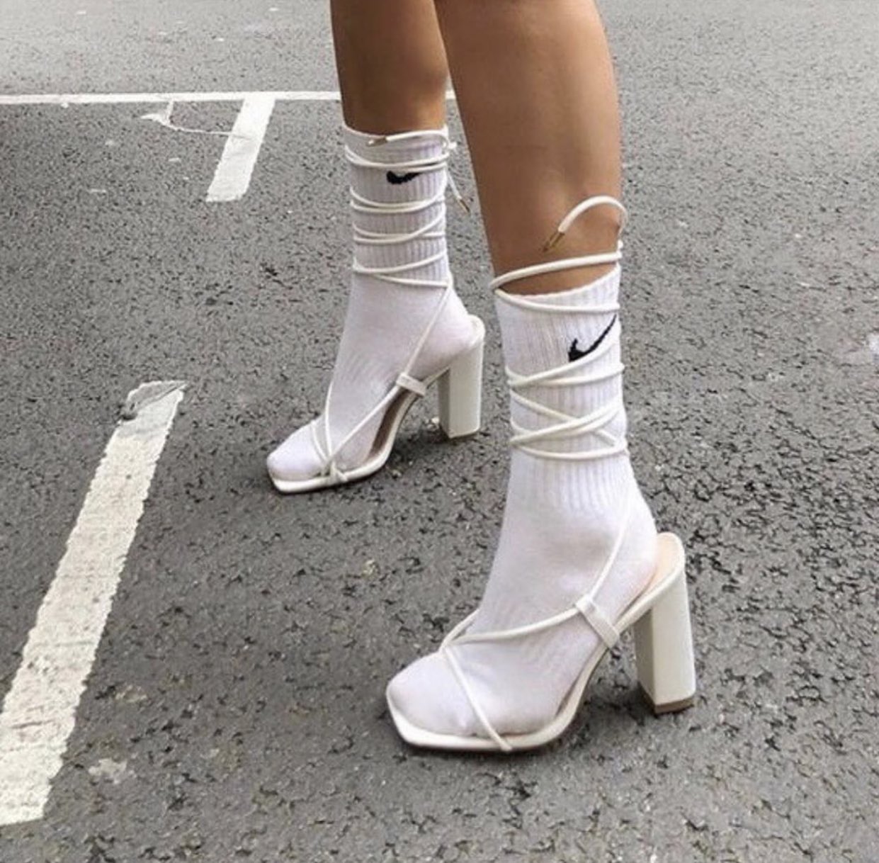 heels with nike socks