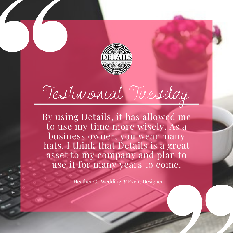 #TestimonialTuesday This makes our hearts so happy. ❤️ Thanks so much for sharing Heather! That is our goal, to make you more profitable AND save you time.

#domoreearnmore #profitableflorist #showusyourdetails #detailsflowers #software #testimonial #florists #tech #design