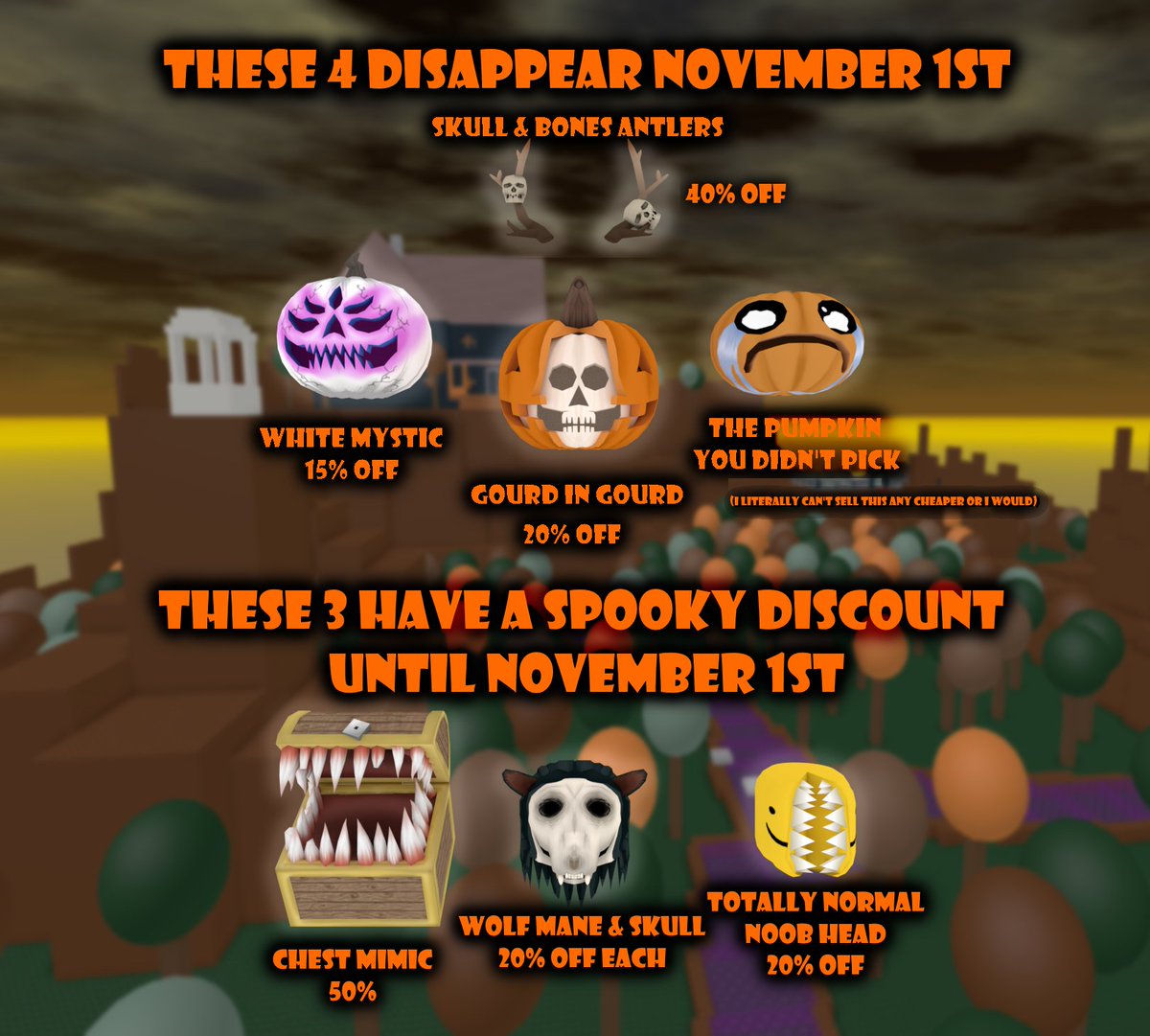 Reverse Polarity On Twitter Excited To Announce My Halloween Robloxugc Sale From Now Until The 1st Get Discounts On All Your Favorite Halloween Items Of Mine Some Will Be Going Off Sale After - roblox how to make hats for sale 2019 ugc