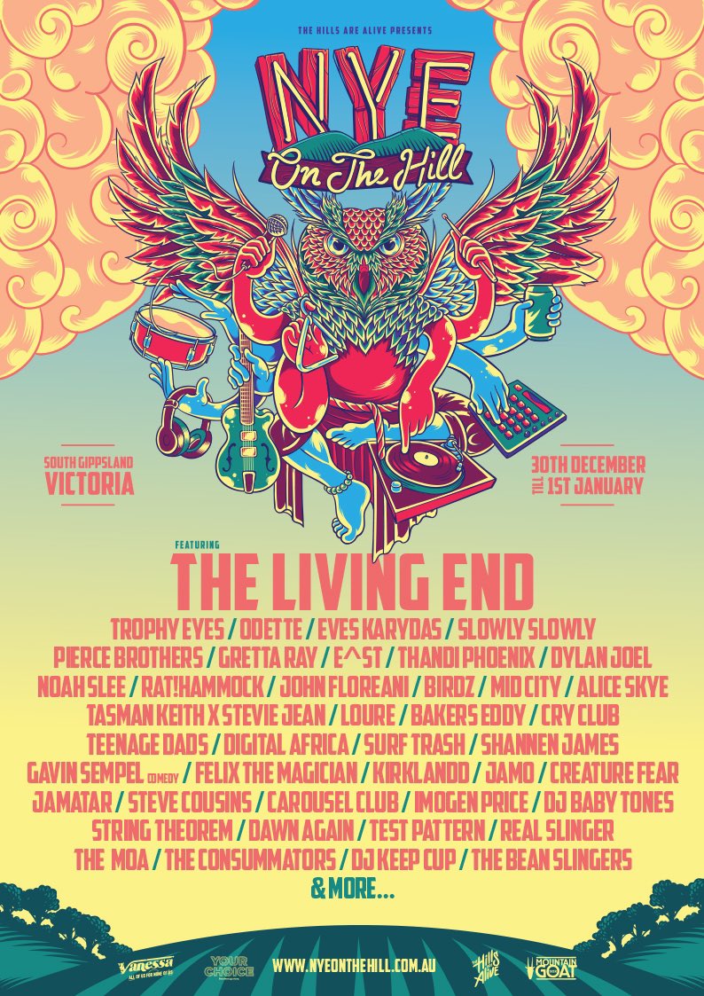 FRIENDS AND GOOD-VIBING-FRIENDS-OF-FRIENDS! THE FULL LINEUP FOR NYE ON THE HILL HAS ARRIVED
🎉🖼👫👭👬🖼🎉