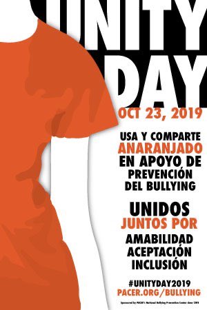 PGCABSchools's tweet photo. Wear and share ORANGE on Unity Day, Wed., Oct. 23, 2019 to show your support of bullying prevention. #UnityDay2019 #PGCPSUnityDay
Usa y comparte anaranjado en apoyo de prevenciรณn del bullying en Unity Day, miรฉrcoles 23 de octubre de 2019. #UnityDay2019 #PGCPSUnityDay https://t.co/cGxgwWSv4j