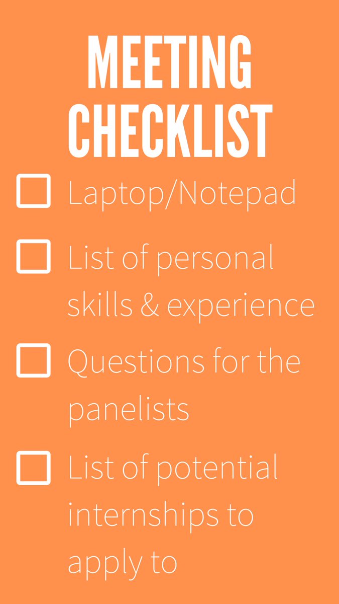 REMINDER: Our Internship Panel is TONIGHT at 6PM in the AHA! Lab located on the third floor of Weimer Hall. Make sure to bring the following items with you to the meeting: ✅ See you there!