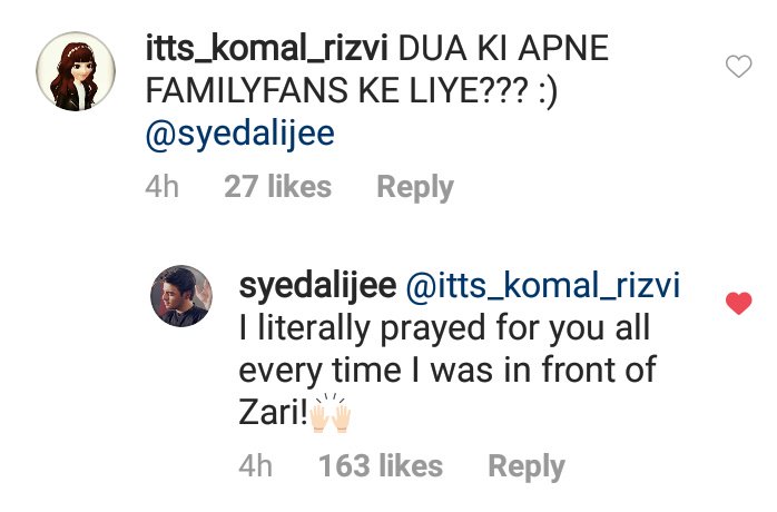 THANKYOUSOMUCH BRO FOR REMEMBERING YOUR (FAMILYFANS) IN UR PRAYERS🥺💙

YOU'RE SO KIND~💖

plus Thanks a lot for the Reply yayyy I'm happy~😭❤
@alijeesarwar