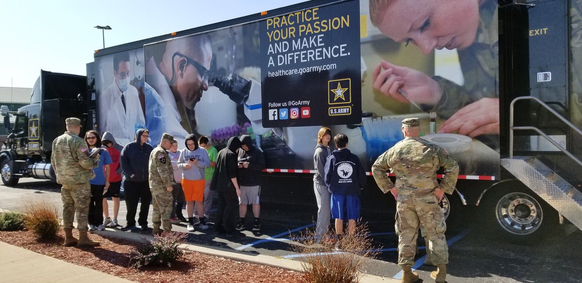 Our computer science, health occupations, and Project Lead the Way programs had a great opportunity to learn about medical professions in the army today!