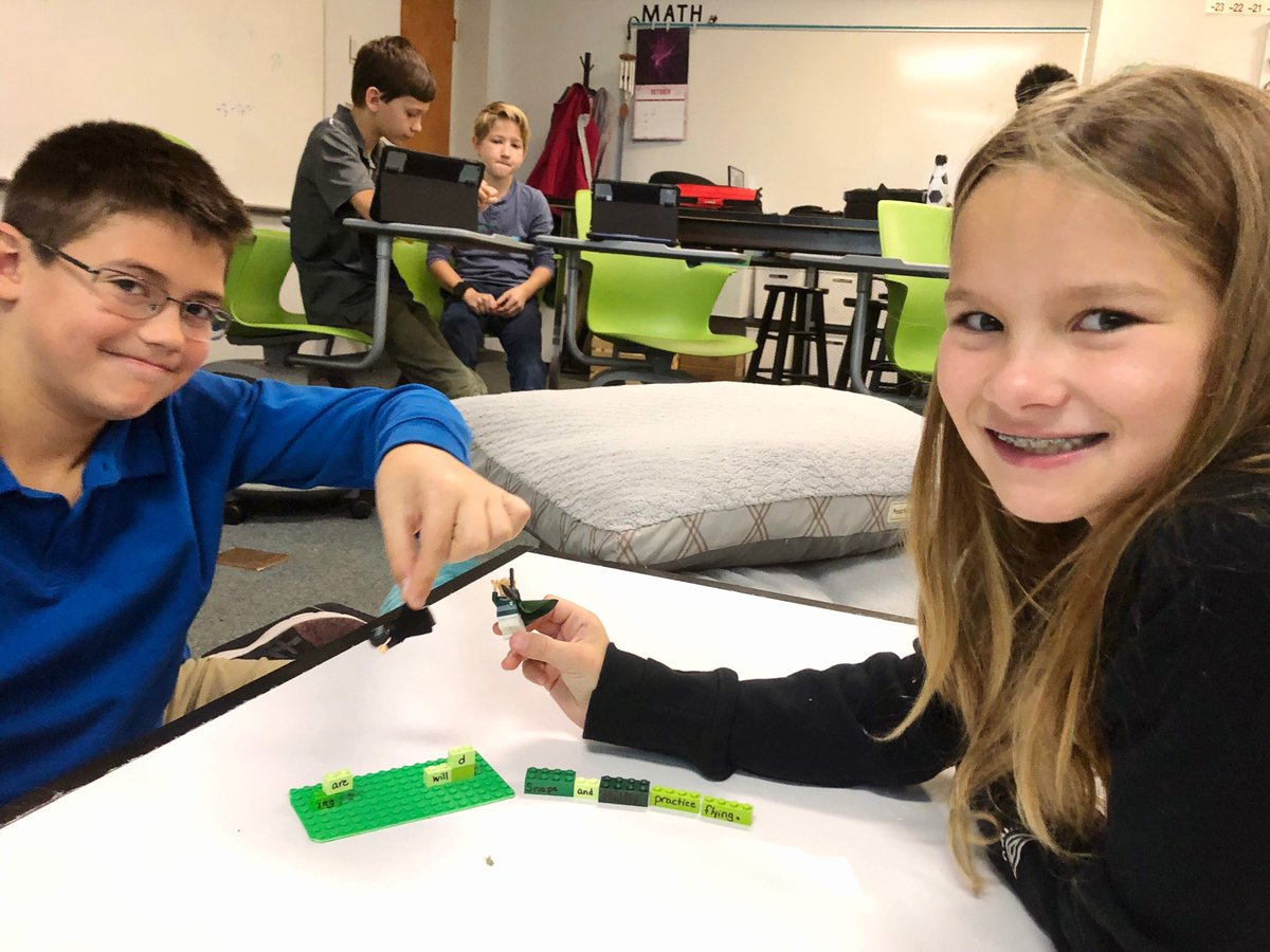 ElmwoodFranklin's tweet image. Learning with Legos! Fifth graders practiced verb tense by building sentences and scenes out of Lego blocks. #thinkingbeyond #learningwithlego #elmwoodfranklin