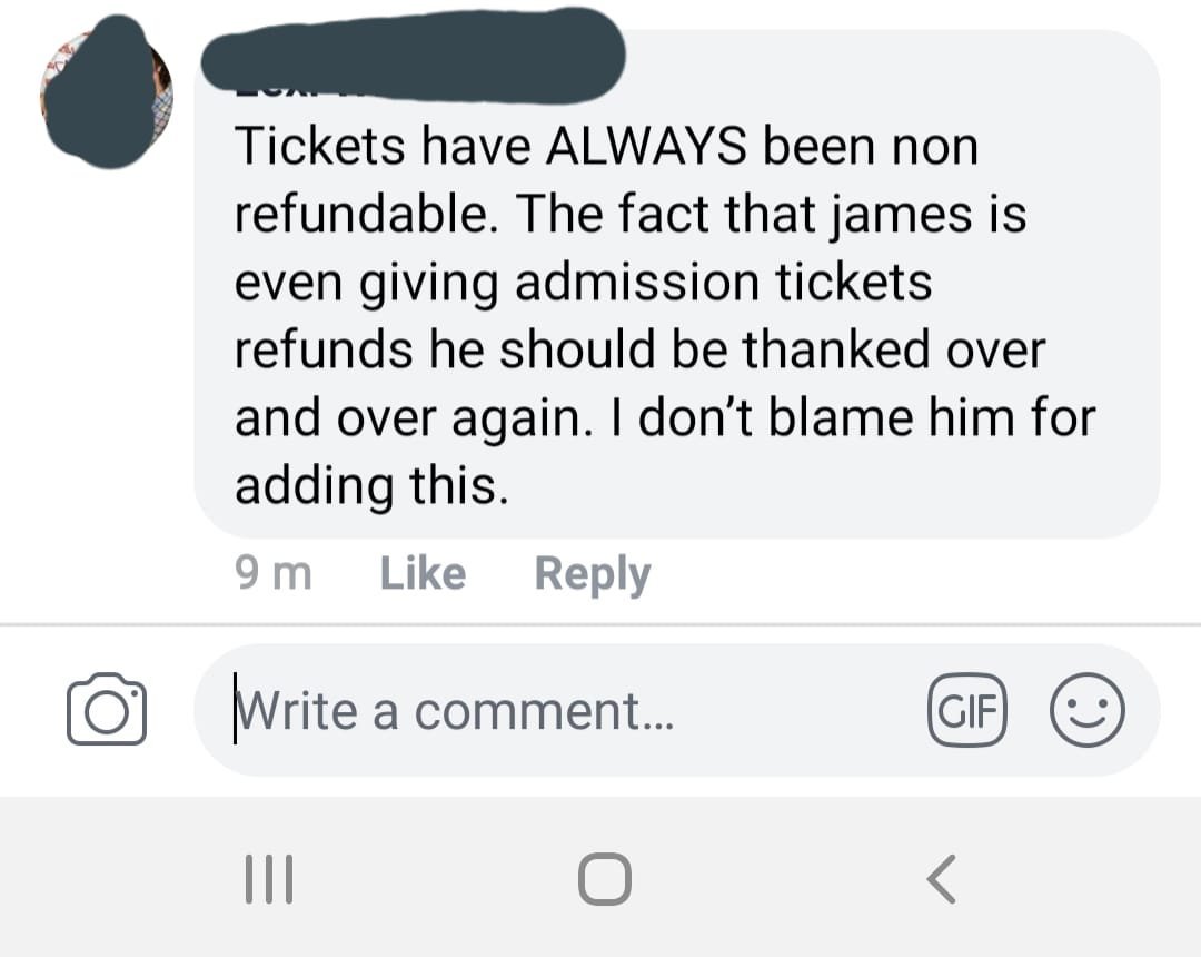 Tha_Mist's tweet photo. Are. You. Shitting. Me. ? 😆
Are they serious right now?! So, all the CANCELLED shows - I'm sorry;the "postponed" shows that he waits til LAST MINUTE to end - those people should NOT get REFUNDS? Reeeeally?! THAT'S what you're going to go with?! FFS

#wsc #wscatl #walkstalkercon https://t.co/WwMKQj5qry