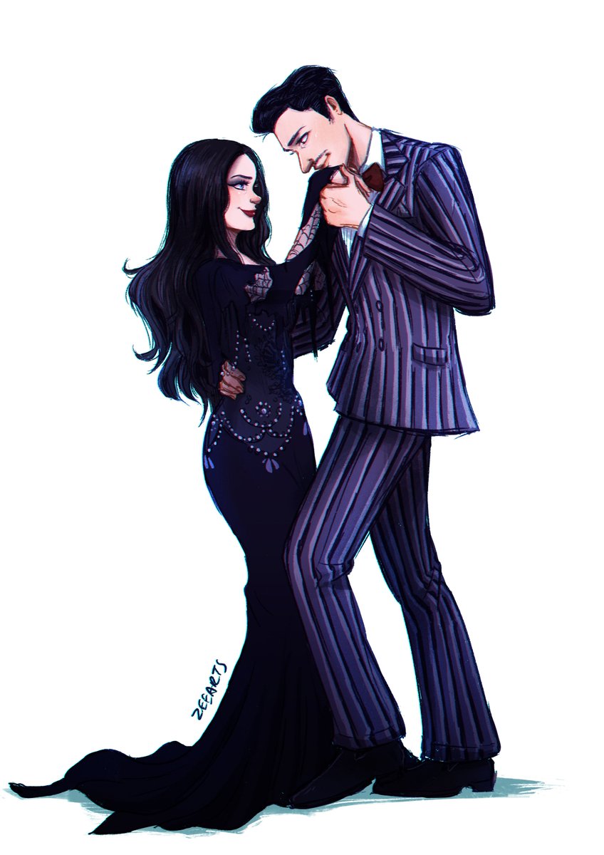 Lucifer and Chloe dressed as Morticia and Gomez Addams for Halloween! #deck...