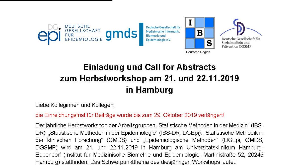 HWS2019stats's tweet photo. #StatsMethods #statstwitter #epitwitter

Autumn workshop update: 
final deadline Oct29th
2nd invited speaker Mouna Akacha (estimands)

pls share!

@IBSstats @CENISBS @statisticscbs @gmdsEV @gmds2019 @gmdsJun @DGEpi_eV @BIPS_Bremen @HelmholtzMucEn @iqwig @tim_friede @Georg__Heinze https://t.co/daiLg0QJsj