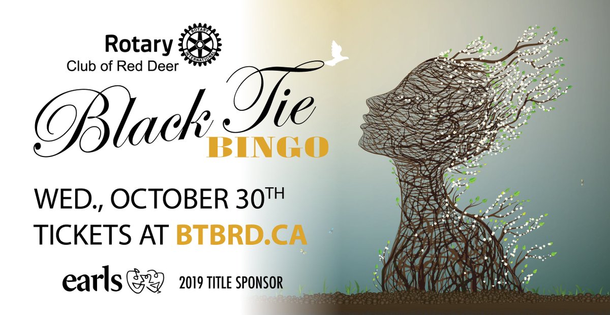 Black Tie Bingo is almost here! We're looking forward to an evening of fun, great food, amazing prizes and giving back to our community! Get your tickets today at BTBRD.ca #centralalberta #reddeer #rotary @CentralABCAC #EarlsRedDeer