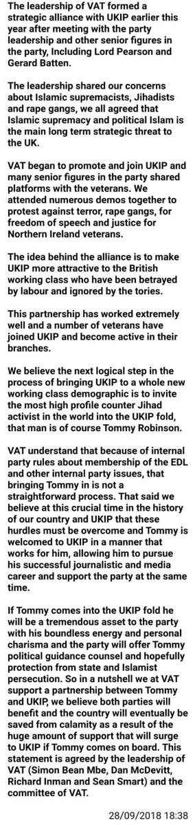 ukipunzipped's tweet photo. A critical historical screed has come to my notice. How #UKIPRIP began, why Batten told the NEC he wanted Tommy to join ‘as a special case’ last year
@GuidoFawkes @guardian @FredDJournalism https://t.co/gkriqmpjry