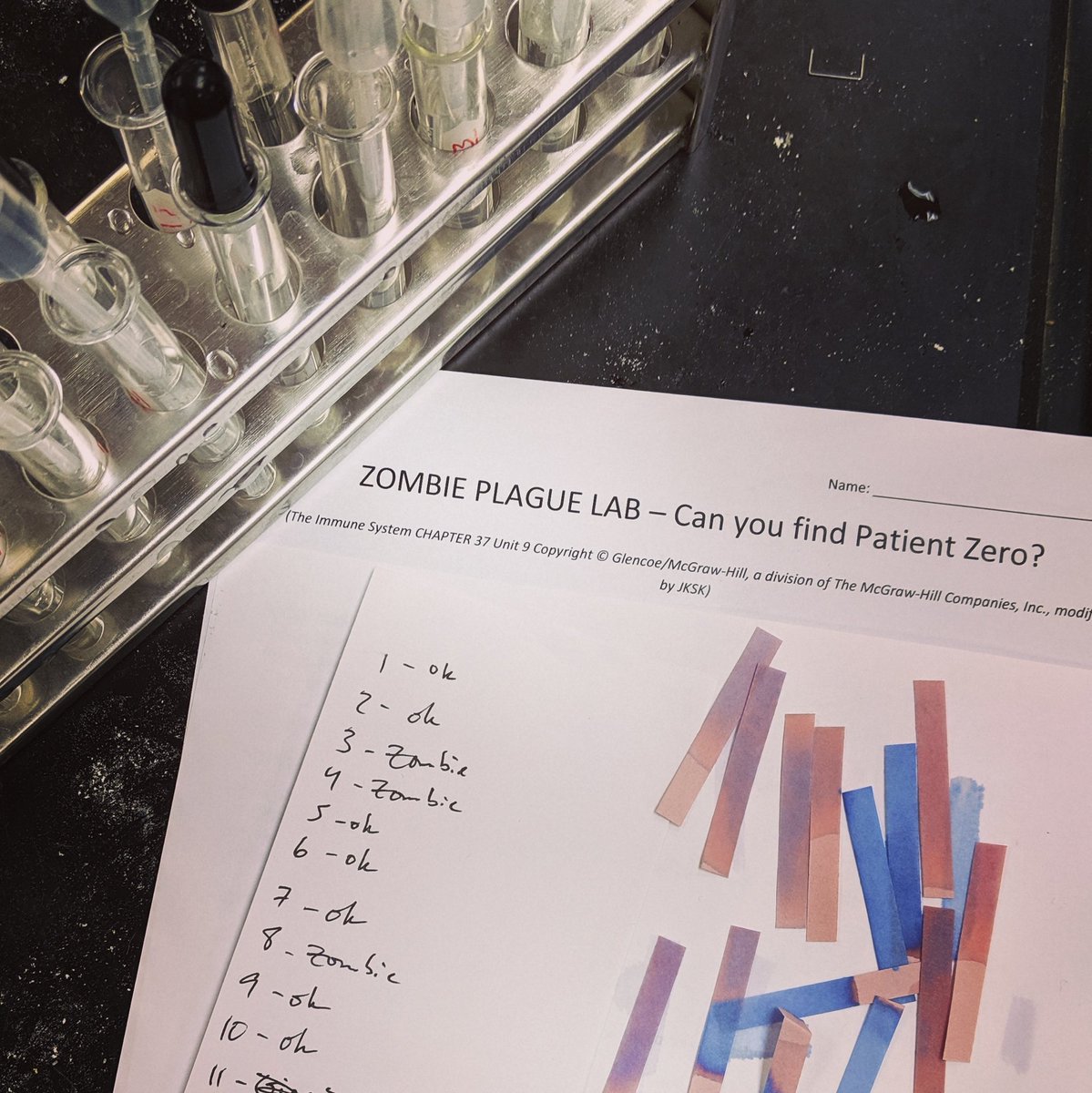 Jenskie_Science's tweet photo. Oh, no! There was a #zombie plague outbreak in #environmentalscienceclass today! #labdaysarethebestdays #highengagement https://t.co/ycivh3a1sp