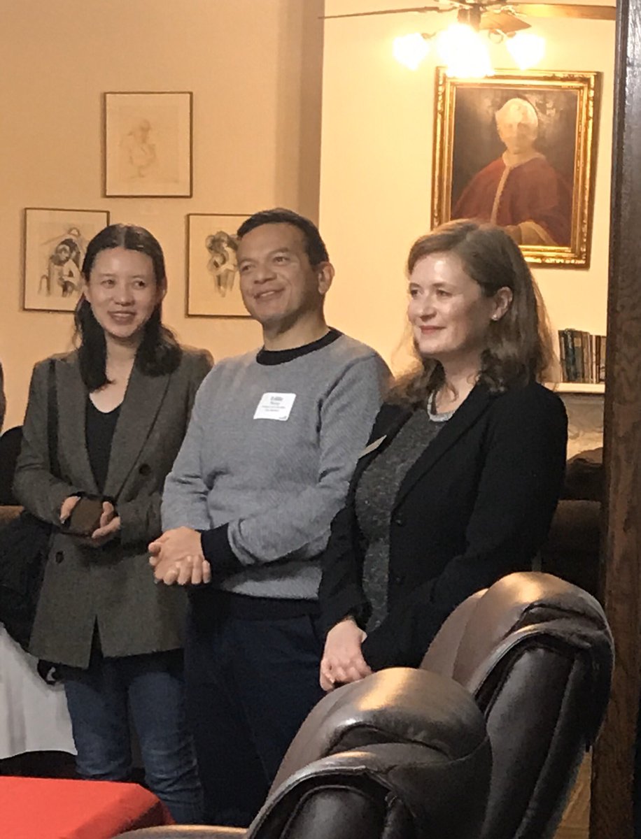 #GUNYCTREK19 <a href="/Gonzaga_CPD/">Gonzaga Career & Professional Development</a> Day 1: Leo House dinner with alums — singing Happy Birthday to Erin Shields (right) (Alumni Engagement and CPD) who has been coordinating NYC treks since 2008. Thanks for all you do for our Zags!