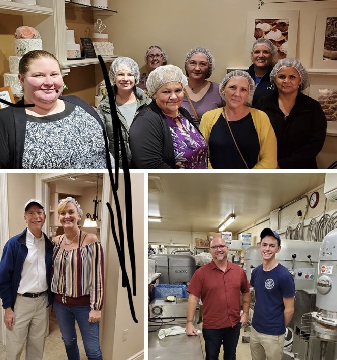 We extended a bakery fresh welcome today to the owners and staff of Eleˊ Baking Co., from Dayton, Ohio. 
John’s, brother Tom, and his 5 sisters attended the University of Dayton along with his oldest daughter, Patty.
We were excited to share our joy of baking with them…