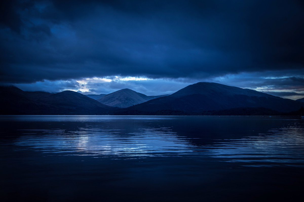 Blue hour on the east side of Loch Lomond tonight. Haddock and chips, pickled egg. Blissful solitude. 
#BlueHour #Twilight #ScotSpirit #VisitScotland