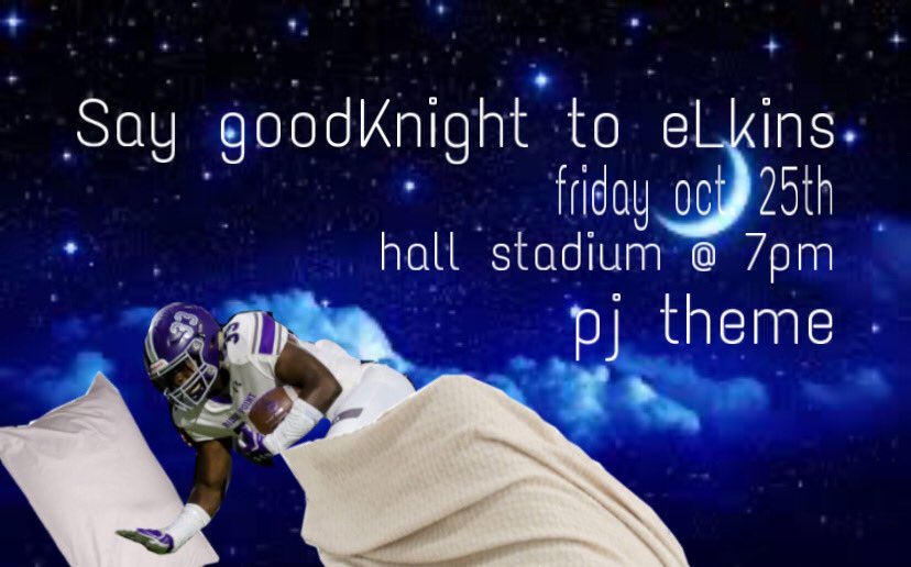 Beat eLkins!! Varsity football game this Friday at Hall stadium (home side)!
