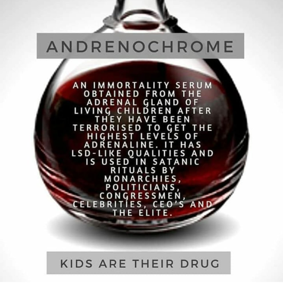 24/ Adrenochrome for Dummies. Allt du behöver veta om Adrenochrome (som du egentligen inte vill veta). #HumanTrafficking  #SoulScalping  #elite  #celebs  #illuminati  #cannibalis  #BlackEyeClub  #satanic  #pedovore  #luciferianism  #luciferians  #HumanSacrifice https://exposingpedovore.wordpress.com/2019/02/22/adrenochrome-associated-with/