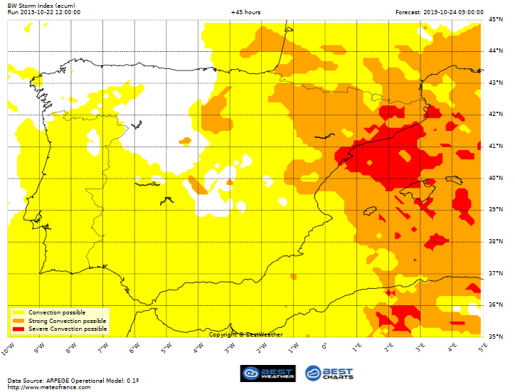 bestweather_'s tweet photo. Trovoadas severas em Espanha durante as próximas horas, com risco de vento localmente extremo, granizo e precipitação excessiva.

Severe thunderstorms in eastern spain during the next several hours.

#bestweather #bestcharts https://t.co/g9GyQtnrWf