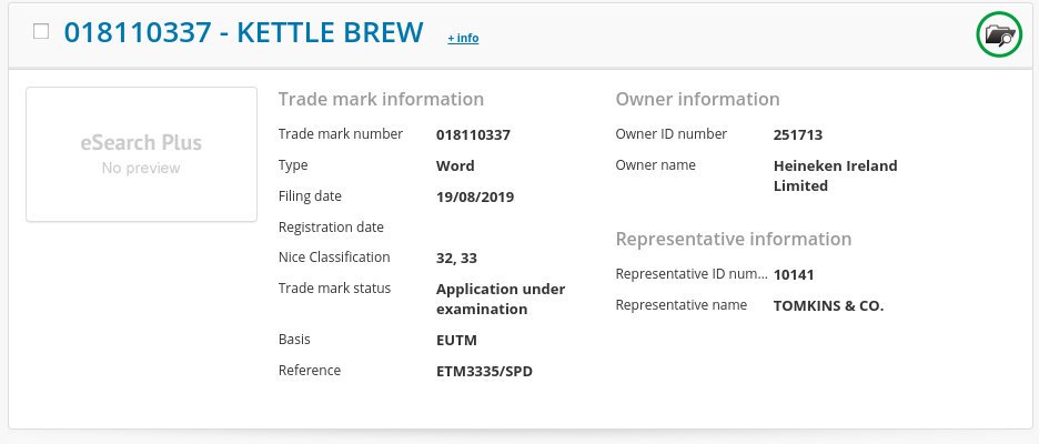 thebeernut's tweet photo. Heineken Ireland at it again. You have to go to the EU trademarks database to find out this is them. https://t.co/HKNV58Nlqd